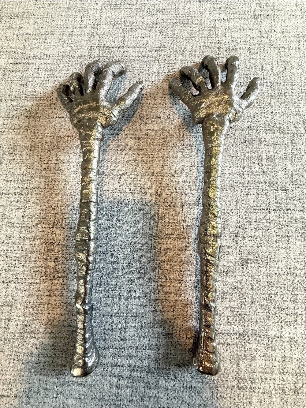 Halloween Silver Mummy Skeleton Hands Salad Servers (Set of 2)